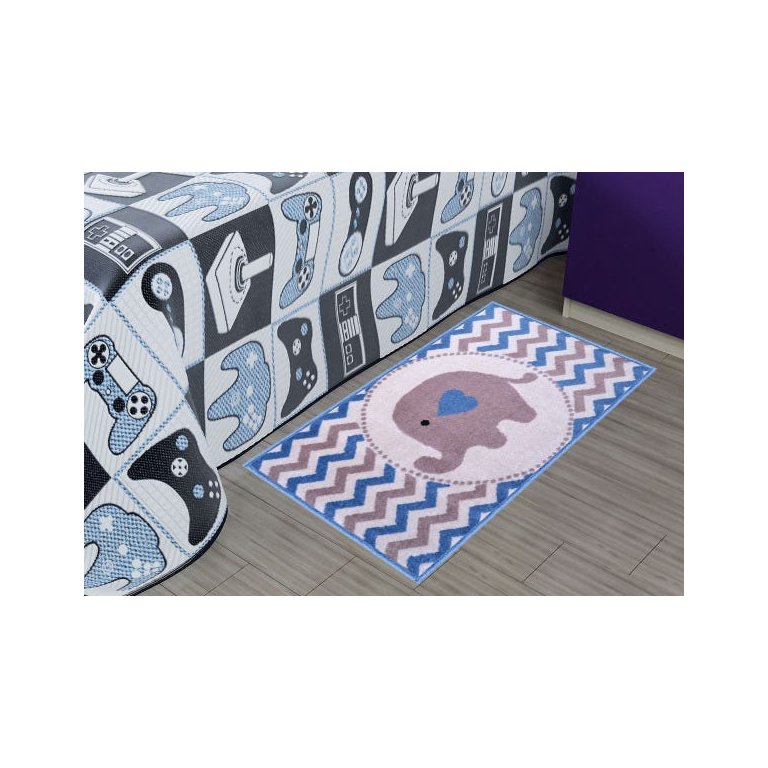 Tapete Infantil 0,57x1,00 Funny Elefante Azul