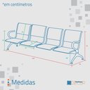 Ver imagem 2 de Cadeira Longarina com Est Cromada 4 Lugares Colors Cinza Claro