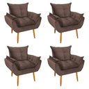 Ver imagem 1 de Kit 4 Poltronas Decorativa Opala Pés Palito Veludo Marrom Chamby Móveis