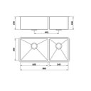 Ver imagem 2 de Cuba Dupla Retta 86,5X40 Inox Escovado - Mekal 01035916