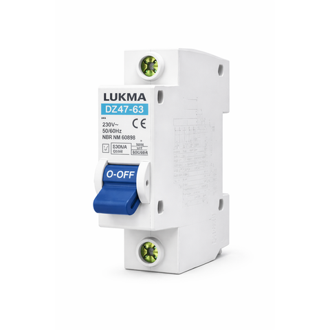 Disjuntor Din Unipolar Curva C Lukma 10a até 80a Modelo:1p 20a Curva C