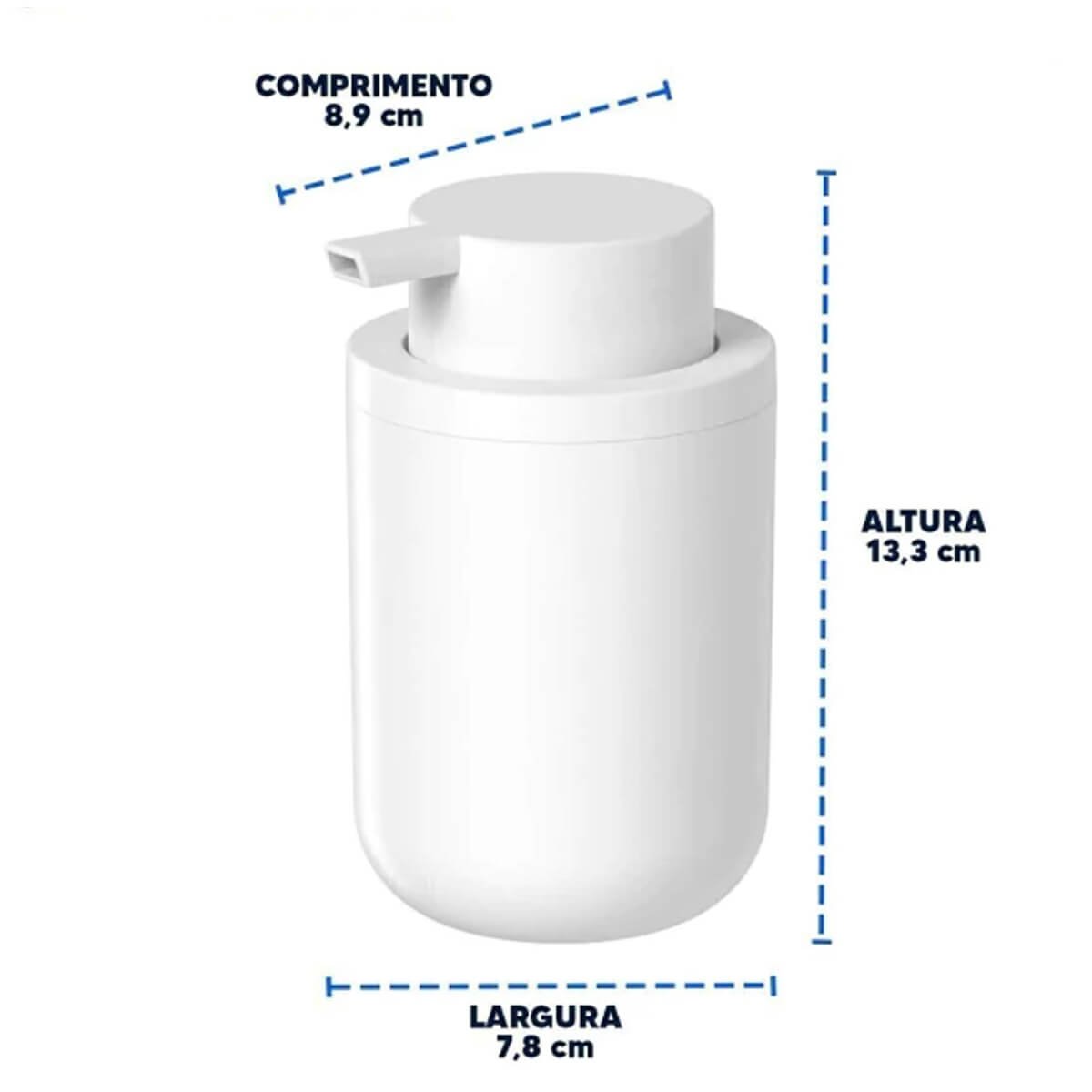 Porta Sabonete Líquido Bold Branco Fosco Dispenser Sabonete 300ml Banheiro ou - 3