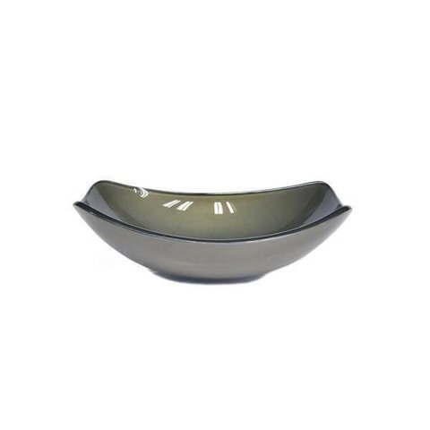 Cuba De Vidro Oval Chanfrada 51Cm Ouro Envelhecido