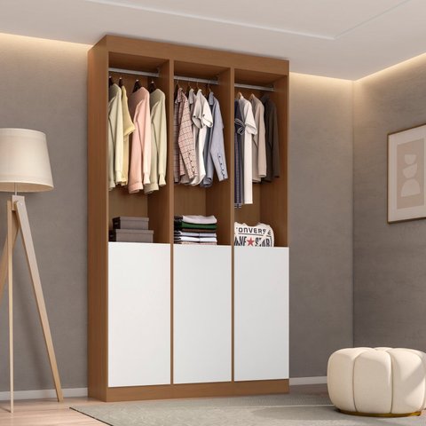 Guarda-Roupa 3 Módulos Roupeiro Closet Sapateira 1 Porta Branco Versatille Yescasa