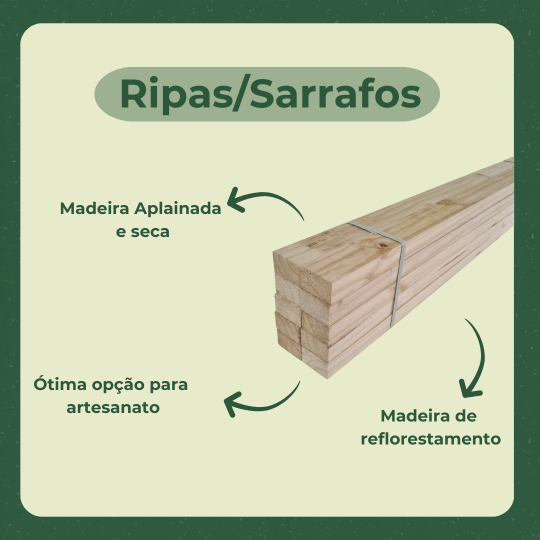 Angle Ripa 10 Ripas Sarrafos 3x5x120 Cm Madeira de Pinus Artesanato | MadeiraMadeira