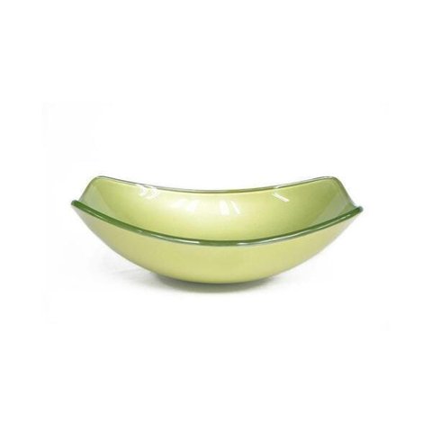 Cuba De Vidro Oval Chanfrada 51Cm Verde Oliva