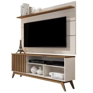 Rack Malbec Ripado com Painel para Tv até 54 Polegadas Vivare 1.36 Off White/freijó - Giga Móveis