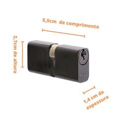Cilindro Miolo Tambor Fechadura Pado Tradicional Preto 55mm - 2