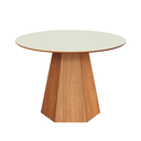 Ver imagem 1 de Mesa de Jantar 6 Lugares com Pé Hexagonal Off White/ Freijó