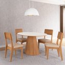 Ver imagem 2 de Mesa de Jantar 6 Lugares com Pé Hexagonal Off White/ Freijó