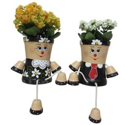 Casal De Vasos Bonecos Porta Flores - 2