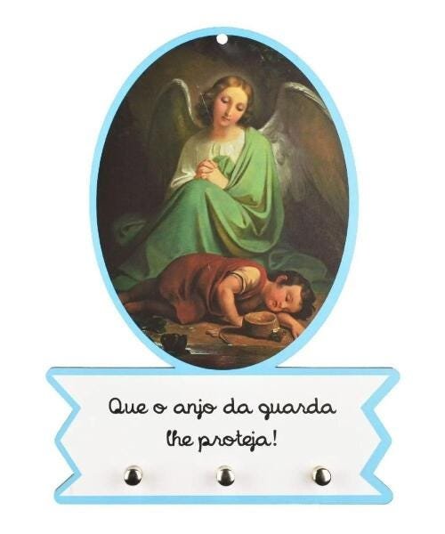 Porta Chaves Religiosos Mdf Anjo Da Guarda - 1