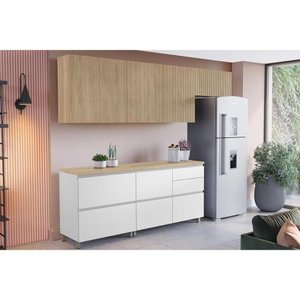 Cozinha Completa Rainha 5 Peças 3 Aéreos 2 Balcões C5p113 Nature Branco