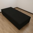 Ver imagem 2 de Cama Solteiro com Baú Blindado Preta Suede – Estrutura Reforçada e Pistão a Gás
