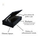 Ver imagem 7 de Cama Solteiro com Baú Blindado Preta Suede – Estrutura Reforçada e Pistão a Gás