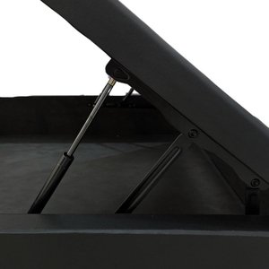 Cama Solteiro com Baú Blindado Preta Suede – Estrutura Reforçada e Pistão a Gás