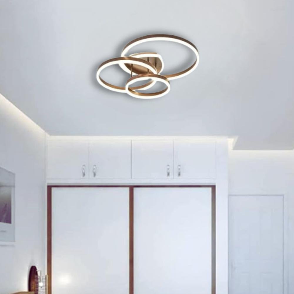 Lustre de Teto Led 45w Aneís Pendente 3 Cores em 1 Circles Dourado