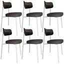 Ver imagem 1 de Kit 06 Cadeiras Estofada para Sala de Jantar Astrid Branco C01 Linho Preto Courino Preto - Lyam Deco