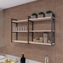 Ver imagem 4 de Prateleira Decorativa Elegante Organizadora Estilo Industrial Parede Sala Quarto Cozinha Marrom