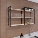 Ver imagem 5 de Prateleira Decorativa Elegante Organizadora Estilo Industrial Parede Sala Quarto Cozinha Marrom