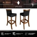Ver imagem 7 de Jogo com 2 Cadeira para Bancada Banco Alto de Madeira Bar Cozinha Americana Encosto Estofado Valios