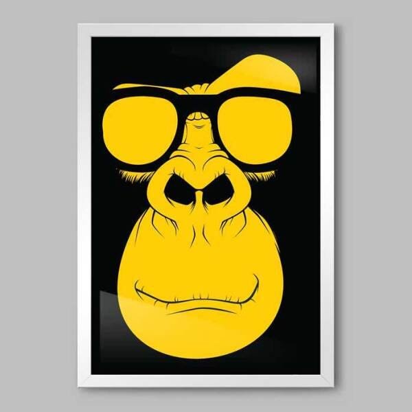 Quadro Animal Monkey - 20x30cm - Moldura Caixa Branco - 1