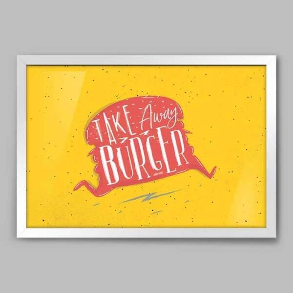 Quadro Cozinha Burger Leve Embora - 60x40cm - Moldura Caixa Branco - 1