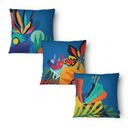 Ver imagem 4 de Kit 3 Capas de Almofada 43x43cm Microfibra Floral Tropical Azul Vibrante