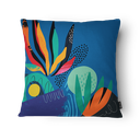 Ver imagem 1 de Kit 3 Capas de Almofada 43x43cm Microfibra Floral Tropical Azul Vibrante