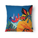 Ver imagem 2 de Kit 3 Capas de Almofada 43x43cm Microfibra Floral Tropical Azul Vibrante