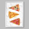 Quadro Cozinha Pizza Fatias - 90x60cm - Moldura Caixa Branco - 1
