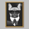 Quadro Animal Bulldog Francês P&B - 20x30cm - Moldura Caixa Madeira - 1