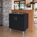 Ver imagem 1 de Kit Bancada Ilha para Cozinha + Balcão para Cooktop 0,80m 5 Bocas 2 Portas Turim Preto Preto