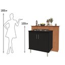 Ver imagem 7 de Kit Bancada Ilha para Cozinha + Balcão para Cooktop 0,80m 5 Bocas 2 Portas Turim Preto Preto