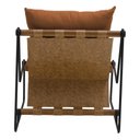 Ver imagem 1 de Kit Poltrona com Puff Turim Base Aço Preto Recouro Camel Poliéster Terracota - Nexta Casa