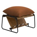 Ver imagem 2 de Kit Poltrona com Puff Turim Base Aço Preto Recouro Camel Poliéster Terracota - Nexta Casa