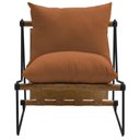 Ver imagem 3 de Kit Poltrona com Puff Turim Base Aço Preto Recouro Camel Poliéster Terracota - Nexta Casa