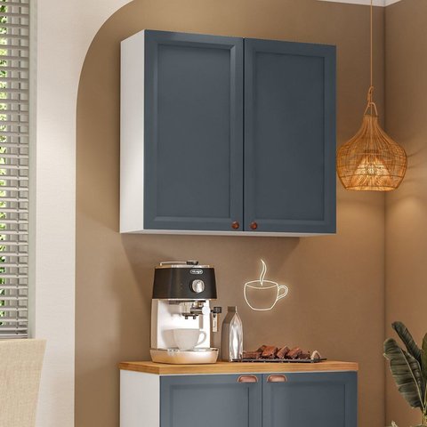 Armário 80cm 2 Portas Yescasa Unna Branco/Azul