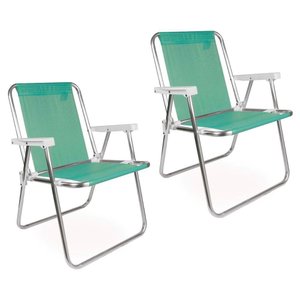 Kit 2 Cadeira de Praia Alta Sannet Alumínio Mor Anis