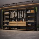 Ver imagem 1 de Guarda-roupa Closet Modulado Arizona 4 Gavetas 270cm Multimóveis Mp4784 Preto/madeirado