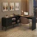 Ver imagem 1 de Mesa de Escritório em L com 3 Gavetas Porto Multimóveis Mp6044 Preto