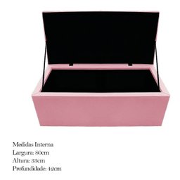 Kit Cabeceira e Calçadeira Baú Estofada Mel 90 cm Solteiro Com Botonê Suede Rosa Bebê - Doce - 6