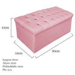 Kit Cabeceira e Calçadeira Baú Estofada Mel 90 cm Solteiro Com Botonê Suede Rosa Bebê - Doce - 5