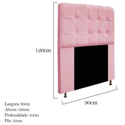 Kit Cabeceira e Calçadeira Baú Estofada Mel 90 cm Solteiro Com Botonê Suede Rosa Bebê - Doce - 4