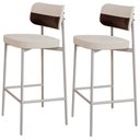 Ver imagem 1 de Kit 02 Banquetas Alta Bar Cozinha Sala de Jantar Aço Branco Kaira C01 Linho Palha Courino Café - Lya