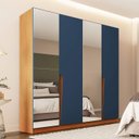 Ver imagem 1 de Guarda Roupa Casal 4 Portas e 4 Gavetas com Espelho 240847 Linha Porto Politorno Móveis
