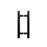 Kit ferragens para porta de vidro blindex pivotante + puxador tubular redondo 30x20cm - Preto - 2