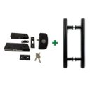 Ver imagem 1 de Kit ferragens para porta de vidro blindex pivotante + puxador tubular redondo 30x20cm - Preto
