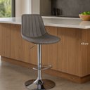 Ver imagem 1 de Banqueta Bar Concha Ajustável em Couro Ecológico Design Moderno Base Cromada Cinza Escuro