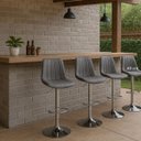 Ver imagem 5 de Banqueta Bar Concha Ajustável em Couro Ecológico Design Moderno Base Cromada Cinza Escuro